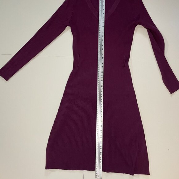 Emma & Posh Women’s Ribbed Knit Sweater Dress Size 1X Purple V-Neck Long Sleeve - Picture 3 of 12